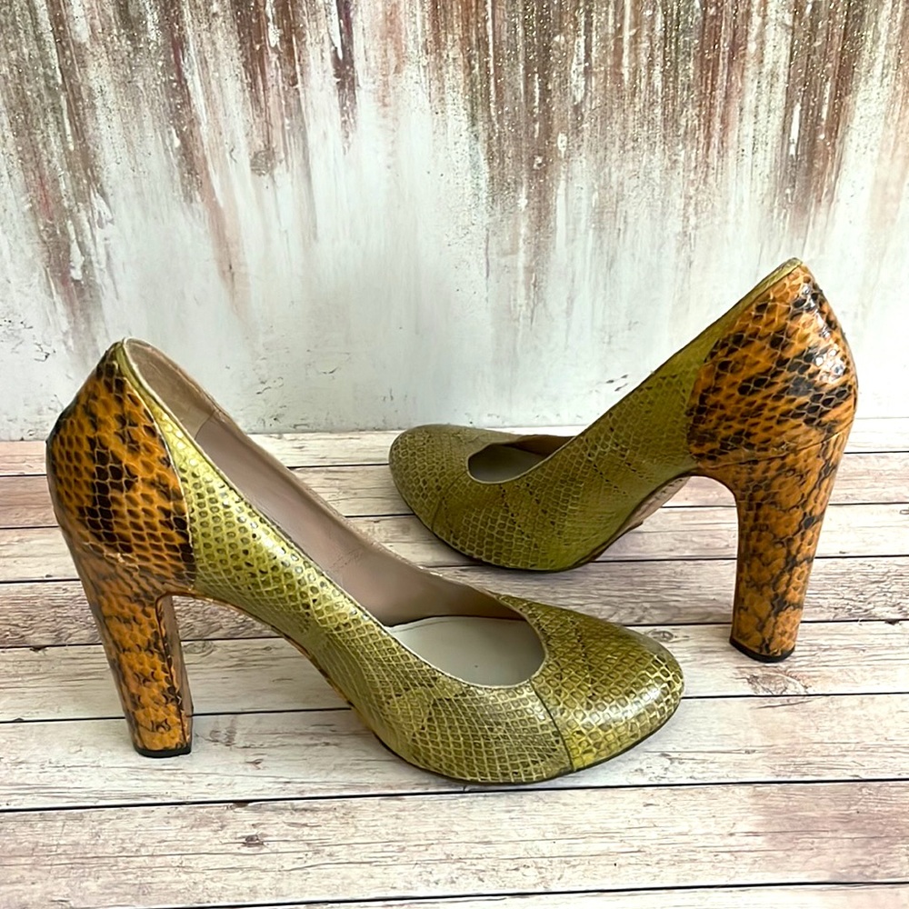Chloe Two-Tone heels Size 40, green/brown Leather Italian